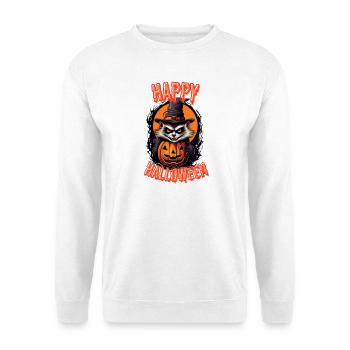 Chat effrayant sorcière avec citrouille - Sweat-shirt Unisexe - blanc - Devant