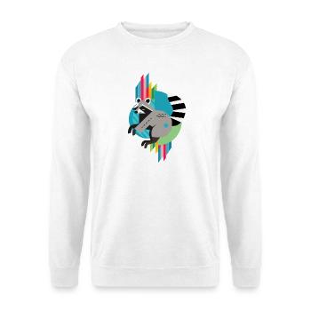 Waschbär – Modern und farbenfrohe Farbpalette - Unisex Pullover - Weiß - Vorne