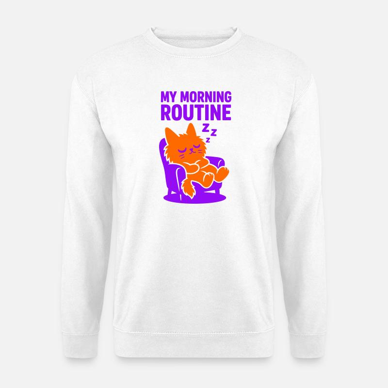 Morning Routine Cat #1 - Unisex Sweatshirt - white