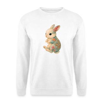 Yakuza Bunny – Weiches Fell, kräftige Tinte - Unisex Pullover - Weiß - Vorne - Alina (178cm) & Michal (187cm)