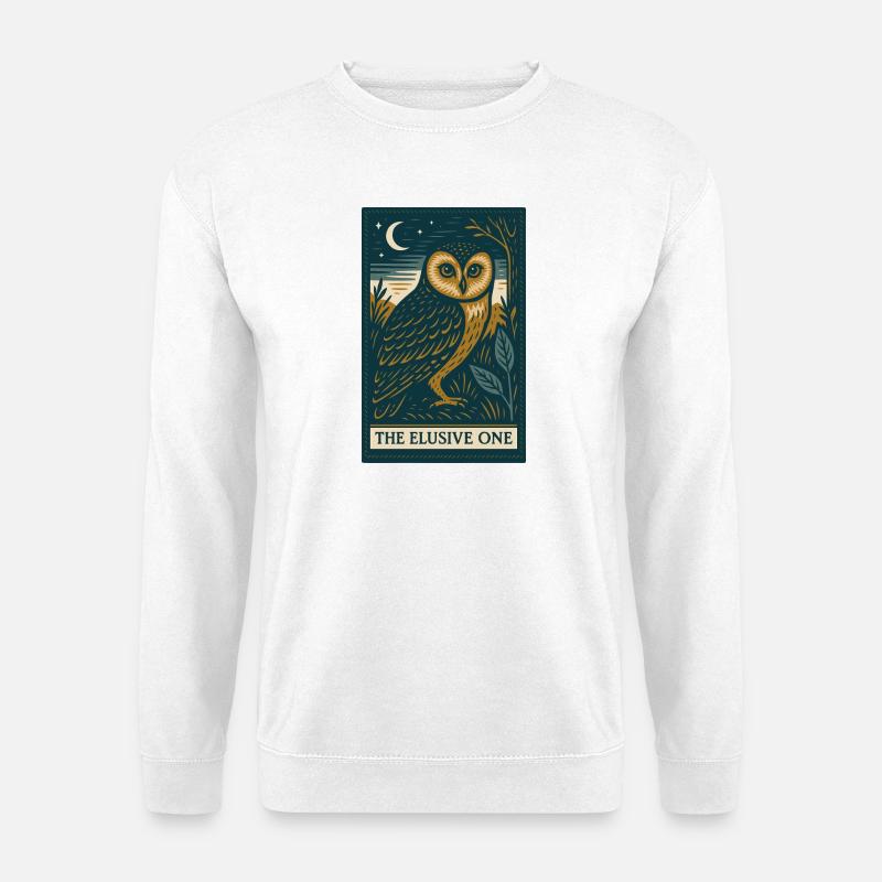 Mystische Eule unter Nachthimmel - Unisex Pullover - Weiß