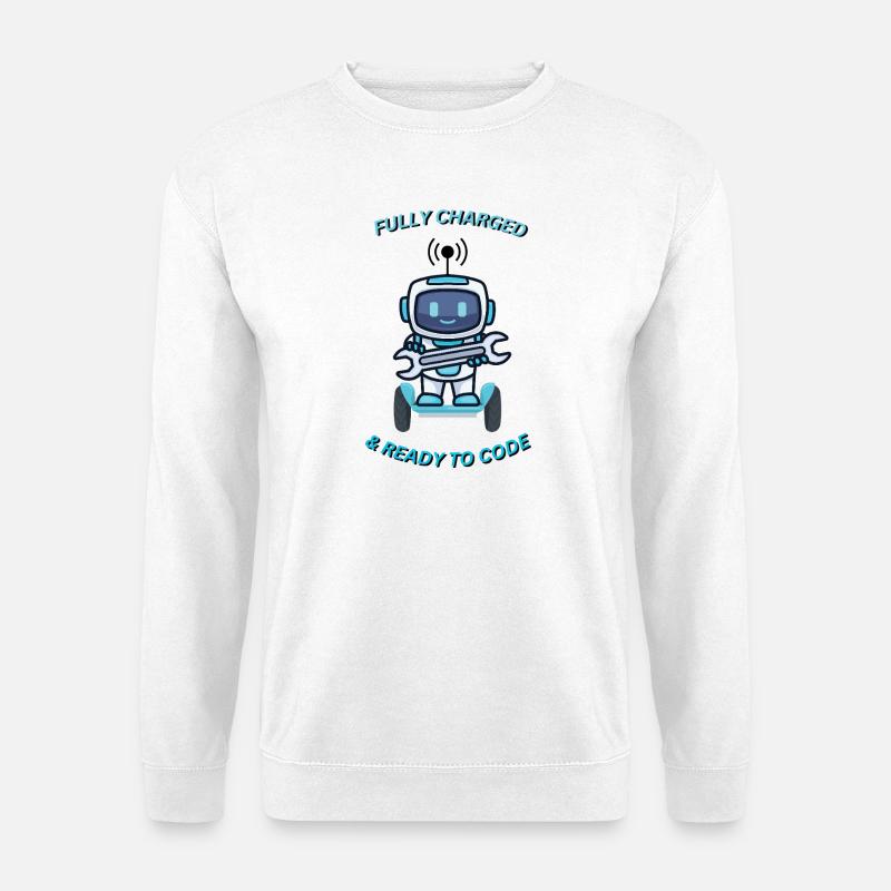 Roboter mit Schraubenschlüssel - Unisex Pullover - Weiß