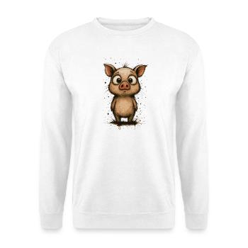 Funny piglet with big eyes – splash - Unisex Sweatshirt - white - Front