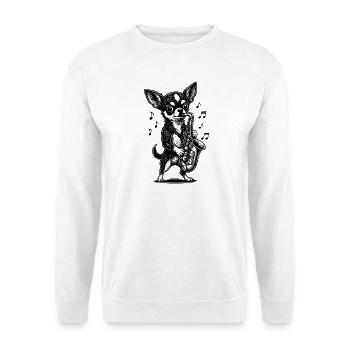 Musical Chihuahua Saxophone Art - Sweat-shirt Unisexe - blanc - Devant