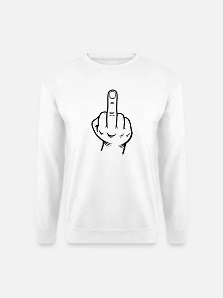 Mittelfinger Hand Kontur Schwarz - Unisex Pullover - Weiß