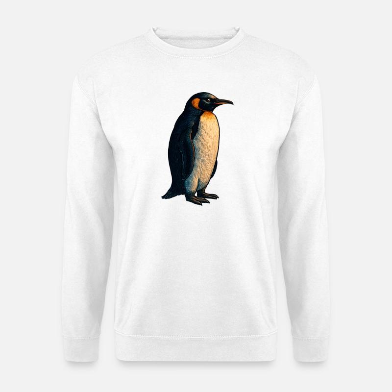 Pinguin Illustration mit warmem Kontrast - Unisex Pullover - Weiß