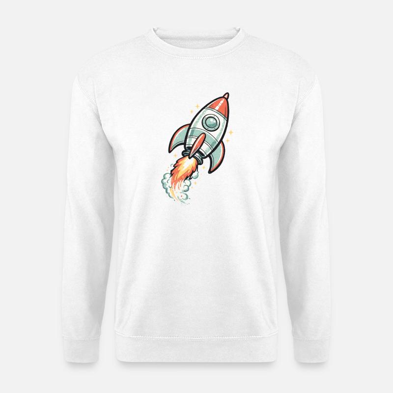 Néon rétro Rocket in Space - Sweat-shirt Unisexe - blanc