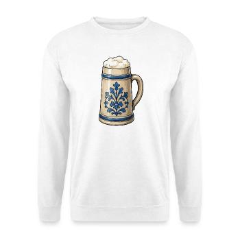 Blaue Blumendekor Biersteinkunst - Unisex Pullover - Weiß - Vorne