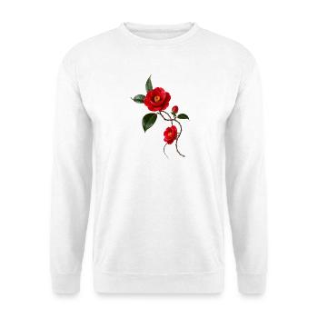 Red camellia in elegant Zen style - Unisex Sweatshirt - white - Front