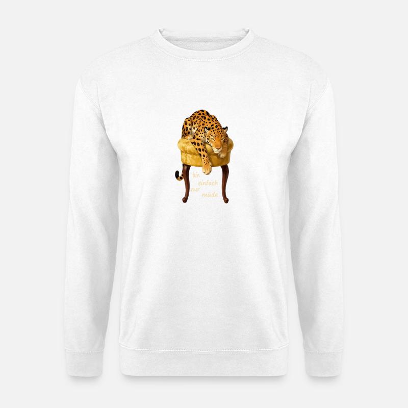Müder Leopard auf Samtkissen - Unisex Pullover - Weiß