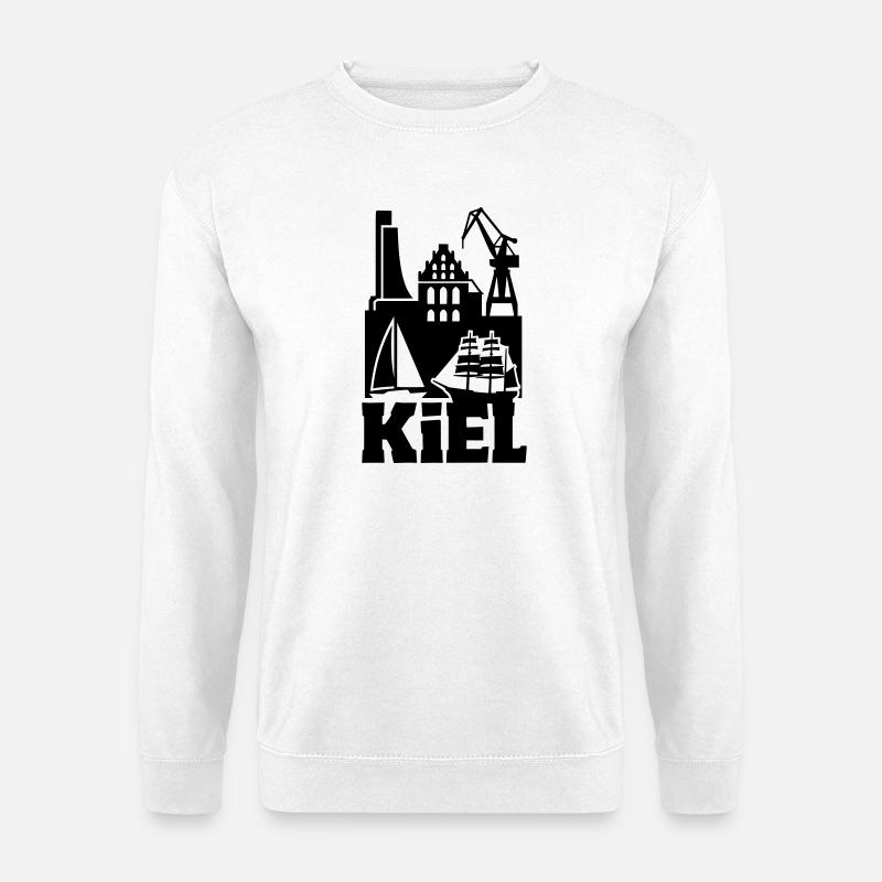 Kiel Silhouette Wahrzeichen - Unisex Pullover - Weiß