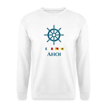 Ahoi Maritimes Steuerrad Signalflaggen Design - Unisex Pullover - Weiß - Vorne