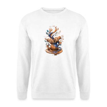 Geschmolzene Keramik: Hände und Vase - Unisex Pullover - Weiß - Vorne