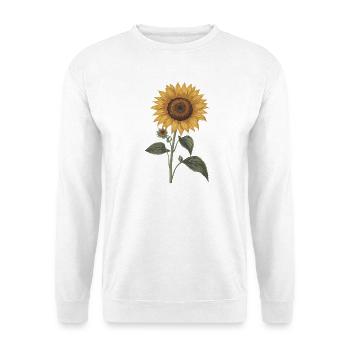 Sonnenblume – Botanical Vintage - Unisex Pullover - Weiß - Vorne - Alina (178cm) & Michal (187cm)