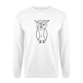 Eule  - Unisex Pullover - Weiß - Vorne - Alina (178cm) & Michal (187cm)