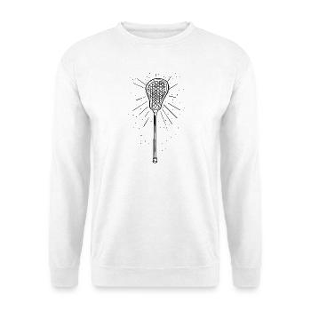 Lacrosseschläger Line Art - Unisex Pullover - Weiß - Vorne - Alina (178cm) & Michal (187cm)