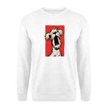 müdes Hündchen - Unisex Pullover - Weiß - Vorne - Alina (178cm) & Michal (187cm)