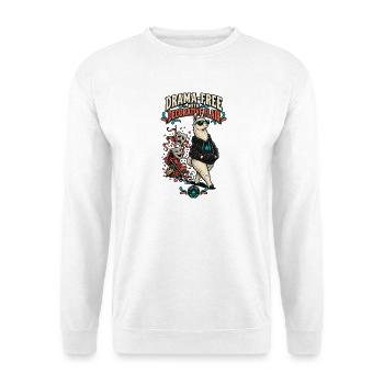 RobVibe Wild Club – Drama-freier Lama - Unisex Pullover - Weiß - Vorne - Alina (178cm) & Michal (187cm)
