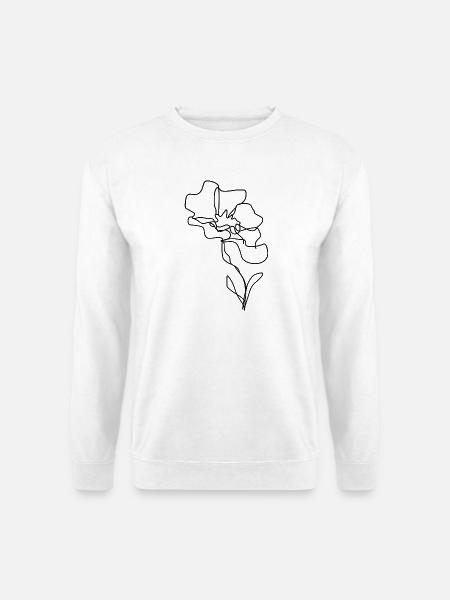 Einzeilige Blumensilhouette - Unisex Pullover - Weiß