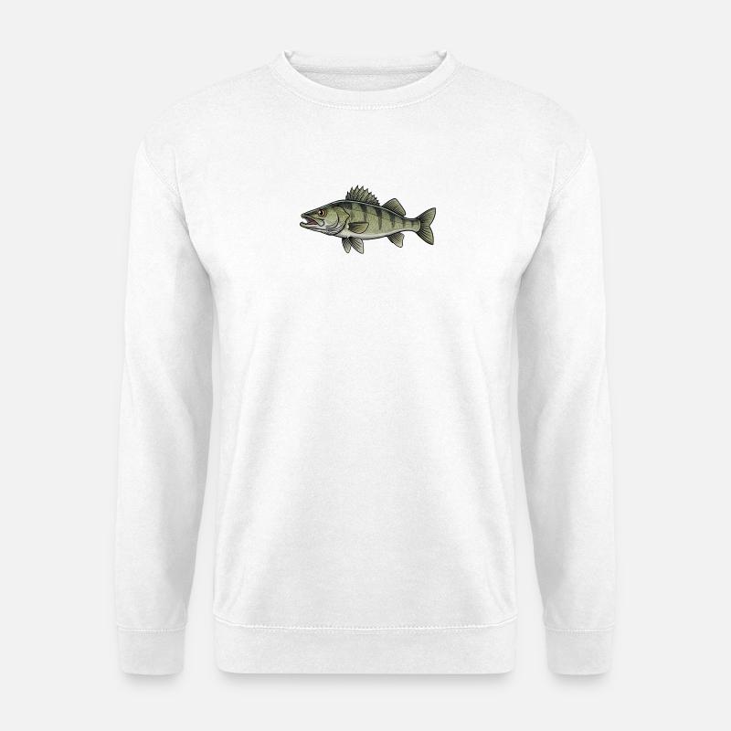 Zander Raubfisch Angeln - Unisex Pullover - Weiß