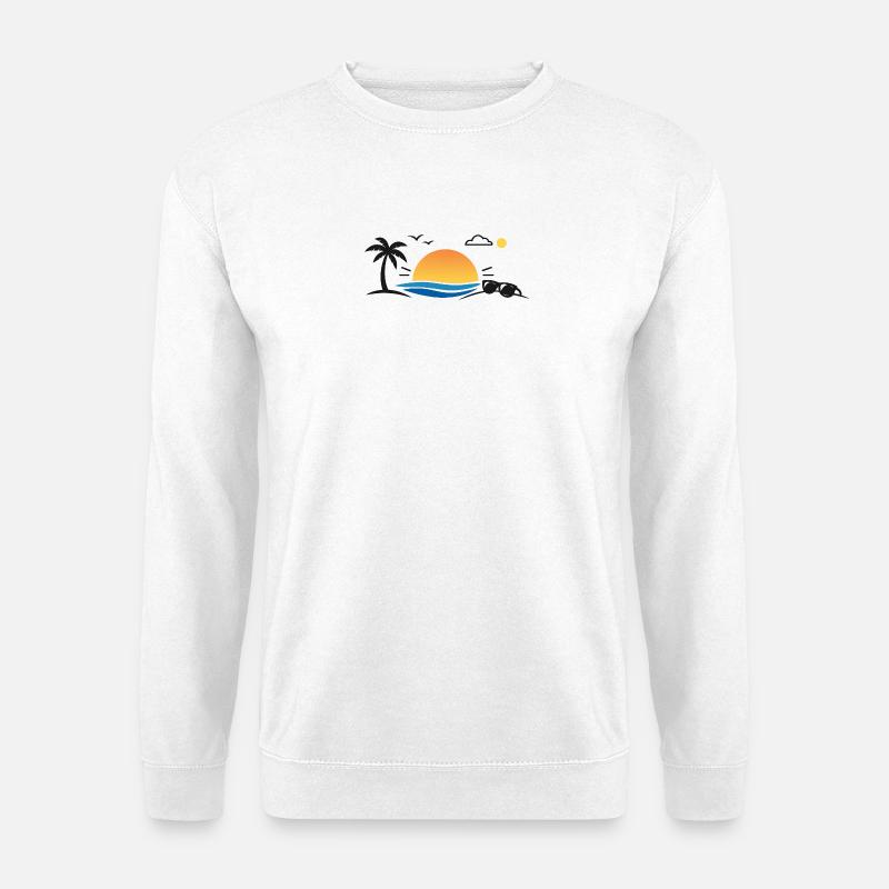 Sunset over palm tree beach - Unisex Sweatshirt - white