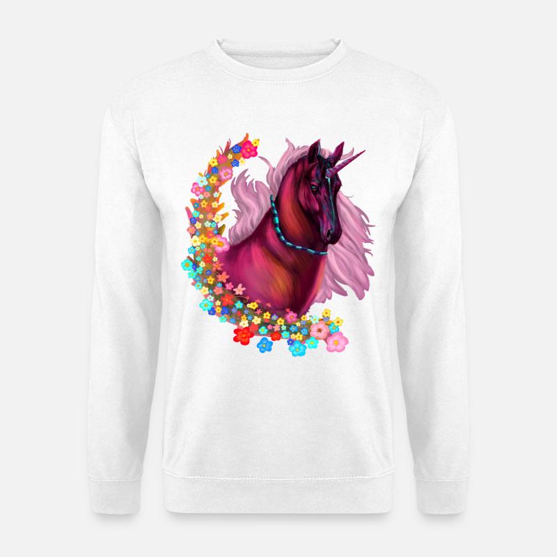Rosa Einhorn - Unisex Pullover - Weiß