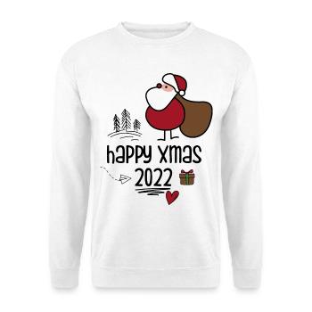 Adorable Père Noël avec sac cadeau - Sweat-shirt Unisexe - blanc - Devant