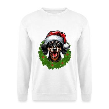 Weihnachten & Dackel | Festlich für Hundefreunde - Unisex Pullover - Weiß - Vorne