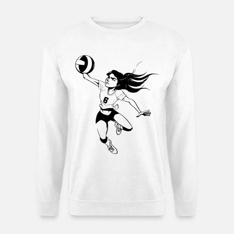 Volleyballspielerin Comic Look - Unisex Pullover - Weiß