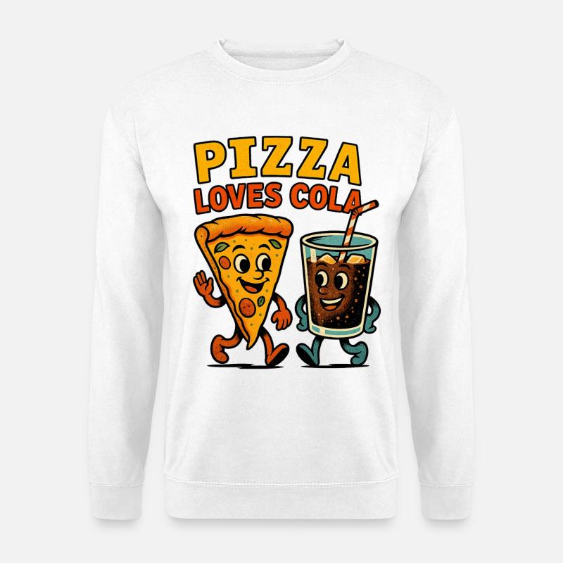 Pizza und Cola Happy Duo Design - Unisex Pullover - Weiß