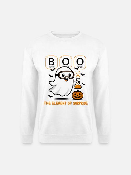 Halloween Geist Wissenschaftler Lustiger Lehrer Und Kinder - Unisex Pullover - Weiß