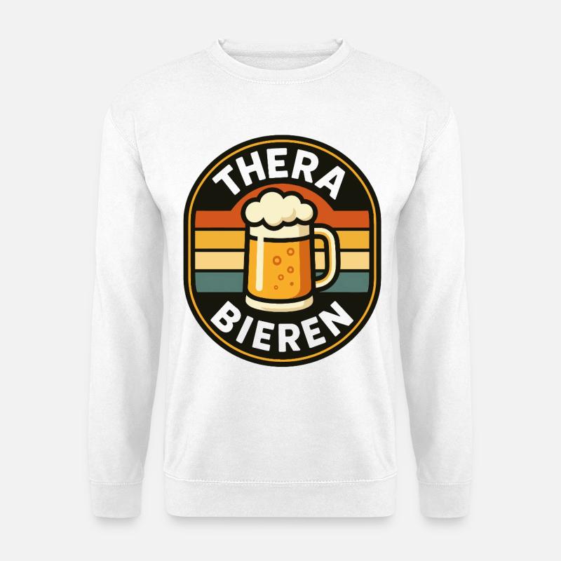 THERA-BIEREN – Retro Bierkrug Badge - Unisex Pullover - Weiß