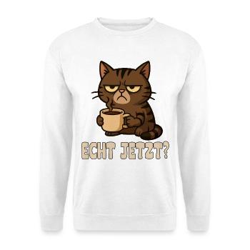 Mürrischer Katzen-Design mit Kaffeetasse - Unisex Sweatshirt - white - Front