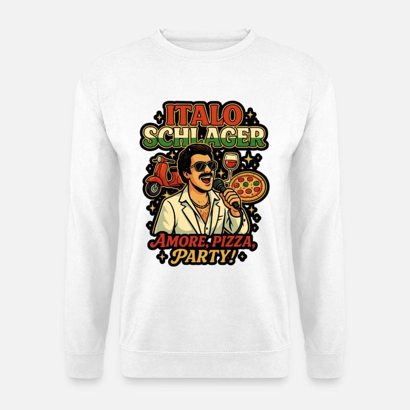 Italo Schlager Pizza Party Design - Unisex Pullover - Weiß