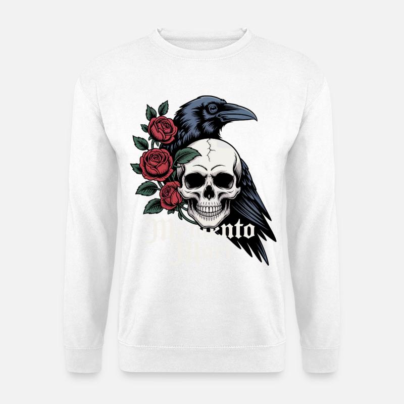 Memento Mori Schädel & Rabenrosen - Unisex Pullover - Weiß