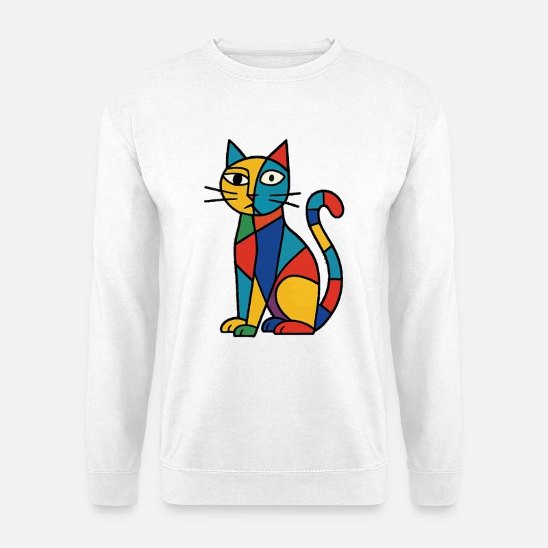 Kubistische Katzenfarbenvielfalt - Unisex Pullover - Weiß