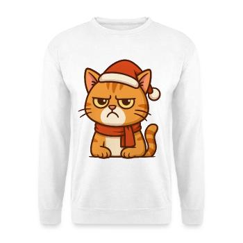 Grummiger Weihnachtskater - Unisex Pullover - Weiß - Vorne