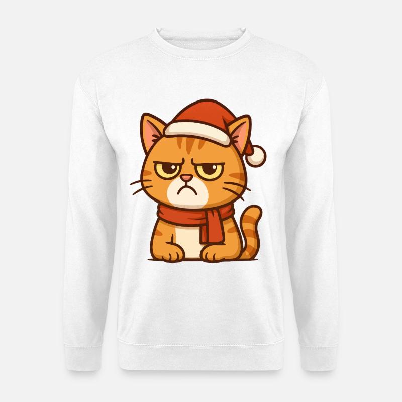 Grummiger Weihnachtskater - Sweat-shirt Unisexe - blanc