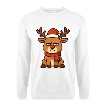 Grim Reindeer with Christmas Scarf - Unisex Sweatshirt - white - Front