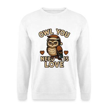 Owl You Need Is Love Weihnachtseule - Unisex Pullover - Weiß - Vorne