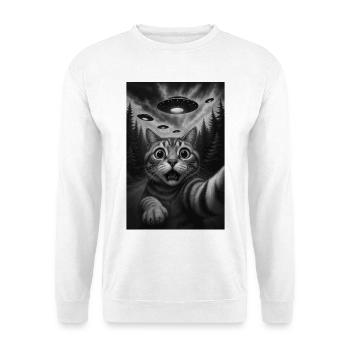 Außerirdische Katze im Wald Selfie - Unisex Pullover - Weiß - Vorne