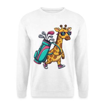 Lustiger Giraffen-Golfer Cartoon Cooles Golftier - Unisex Pullover - Weiß - Vorne