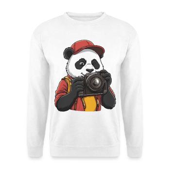 Lustiger cooler Panda-Fotograf mit Kamera - Unisex Pullover - Weiß - Vorne
