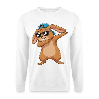 Cool Dabbing Rabbit Sonnenbrillen-Cartoon-Kunst - Unisex Pullover - Weiß - Vorne