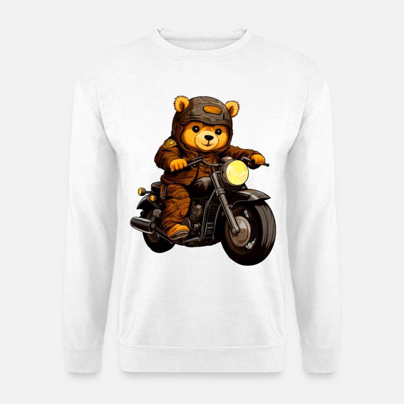 Bär Motorradfahrer - Unisex Pullover - Weiß