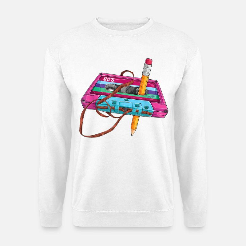 80er Kassette Stift - Unisex Pullover - Weiß