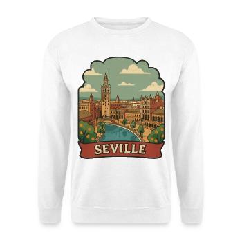 Autocollant rétro de voyage de la Plaza de España de Seville Plaza de España - Sweat-shirt Unisexe - blanc - Devant