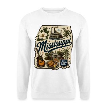 Mississippi Magnolia State Vintage-Aufkleber - Unisex Pullover - Weiß - Vorne