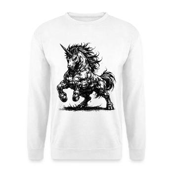 Licorne musclée au mauvais œil - Sweat-shirt Unisexe - blanc - Devant