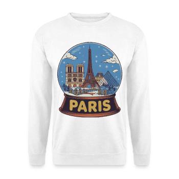 Pariser Schneekugel - Unisex Pullover - Weiß - Vorne - Alina (178cm) & Michal (187cm)